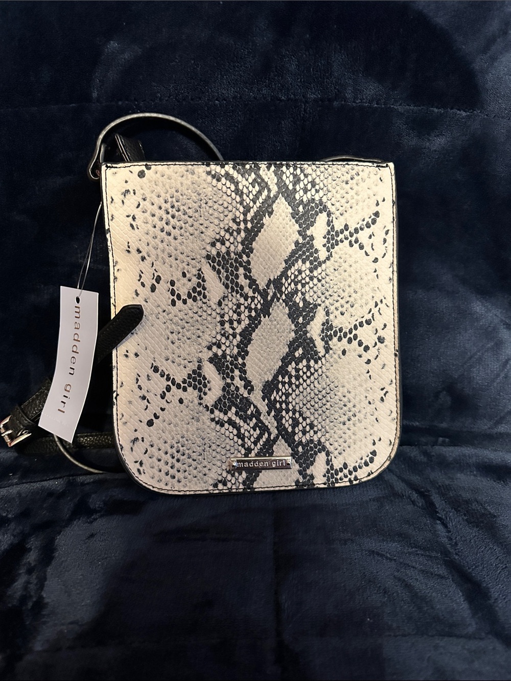 Madden Girl Black & White Snake-Print Crossbody Bag